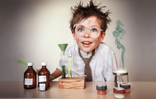 boy presenting experiment