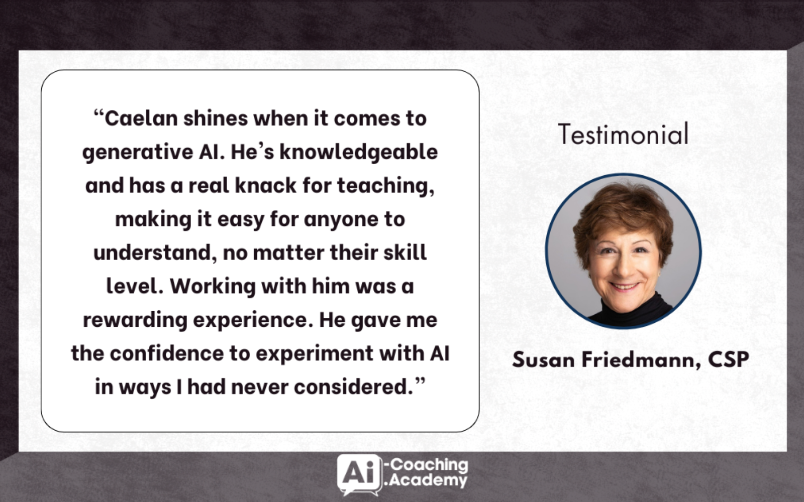 susan friedmann testimonial
